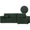 LOUNGITUDE CLARISSE - Canapé d'angle convertible réversible avec coffre en velours côtelé - Vert foncé