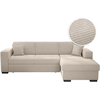 LOUNGITUDE Canapé d'angle droit convertible avec coffre en velours côtelé - Beige