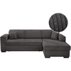 LOUNGITUDE Canapé d'angle droit convertible en velours côtelé - Gris foncé