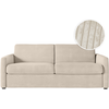 LOUNGITUDE Canapé convertible 140x190cm matelas 13 cm en velours côtelé - Beige