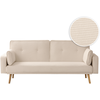 LOUNGITUDE Canapé droit scandinave convertible 3 places en velours côtelé beige