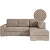 LOUNGITUDE Canapé d'angle droit convertible avec coffre en velours côtelé - Taupe