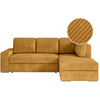 LOUNGITUDE Canapé d'angle droit convertible avec coffre en velours côtelé - Jaune