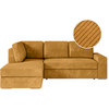 Canapé d'angle convertible LOUNGITUDE ADEN en velours côtelé jaune ave...