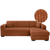 LOUNGITUDE Canapé d'angle droit convertible en velours côtelé - Terracotta