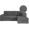 LOUNGITUDE Canapé d'angle droit convertible en velours côtelé - Gris foncé