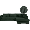 LOUNGITUDE Canapé d'angle droit XXL 6 places en velours côtelé - Vert foncé
