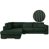 LOUNGITUDE Canapé d'angle BELAMI 4 places XXL en velours côtelé - Angle gauche - Vert foncé
