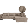 LOUNGITUDE Canapé d'angle XXL 6 places en velours côtelé - Angle droit - Taupe