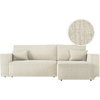 LOUNGITUDE Canapé d'angle convertible réversible en tissu texturé 3D - Beige