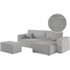 LOUNGITUDE Canapé d'angle convertible avec pouf en tissu texturé 3D - Gris clair