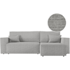 LOUNGITUDE CLARISSE - Canapé d'angle convertible réversible avec coffre en tissu texturé 3D - Gris clair
