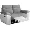 Loungitude Canapé de relaxation manuel ROSS 2 places en tissu et simili - Blanc/Gris