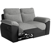 Loungitude Canapé de relaxation manuel ROSS 2 places en tissu et simili - Noir/Gris
