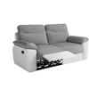 Loungitude Canapé de relaxation manuel ROSS 3 places en tissu et simili - Blanc/Gris
