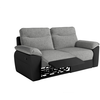 Loungitude Canapé de relaxation manuel ROSS 3 places en tissu et simili - Noir/Gris
