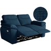 LOUNGITUDE Canapé de relaxation électrique ROSS 2 places en tissu texturé 3D - Bleu foncé