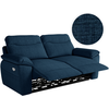 LOUNGITUDE Canapé de relaxation électrique 3 places tissu texturé 3D - Bleu foncé