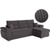 LOUNGITUDE Canapé d'angle reversible convertible en velours côtelé - Gris