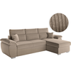 LOUNGITUDE Canapé d'angle reversible convertible en velours côtelé - Taupe