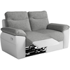 LOUNGITUDE Canapé de relaxation électrique ROSS 2 places en tissu et simili - Blanc/Gris