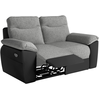 Loungitude Canapé de relaxation électrique ROSS 2 places en tissu et simili - Noir/Gris