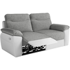 LOUNGITUDE Canapé de relaxation électrique ROSS 3 places en tissu et simili - Blanc/Gris