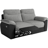 LOUNGITUDE Canapé de relaxation électrique 3 places tissu et simili - Noir/Gris
