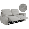 LOUNGITUDE Canapé de relaxation électrique 3 places tissu texturé 3D - Gris clair