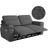 Loungitude Canapé de relaxation électrique ROSS 3 places en tissu texturé 3D - Gris foncé