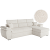 LOUNGITUDE Canapé d'angle reversible convertible en tissu bouclette - Blanc