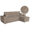 LOUNGITUDE Canapé d'angle reversible convertible en tissu bouclette - Taupe
