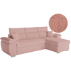 LOUNGITUDE Canapé d'angle reversible convertible en tissu bouclette - Rose