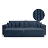LOUNGITUDE Canapé droit 4 places double méridienne velours côtelé épais bleu