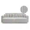 LOUNGITUDE Canapé droit 4 places double méridienne velours côtelé épais gris