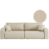 Canapé droit 3 places convertible en tissu bouclette - Beige