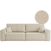 Canapé droit 3 places convertible en tissu bouclette - Beige