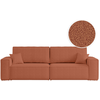 Canapé droit 3 places convertible en tissu bouclette - Terracotta
