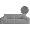 Canapé droit 3 places convertible en tissu bouclette - Gris