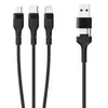 Câble trio MOBILITY LAB 3 en 2 Lightning micro USB USBC 1m tres