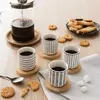 Set de 4 tasses en porcelaine avec soucoupe bambou 10 cl motifs graphi...