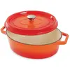 Cocotte en fonte orange ovale 33 cm 6 L Mathon
