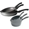 Batterie de cuisine 6 pièces Dur comme la pierre 3 poêles et 3 cassero...