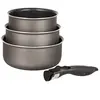 Set 3 casseroles anti-adhésives Effet Pierre et manche amovible Mathon