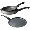 Lot 3 pièces - 2 poêles 24 et 28 cm et une Crêpière avec revêtement Du...