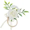 4 RONDS DE SERVIETTE ROSE JASMIN NUD 5CM BLANC