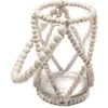 Photophore Wood perles et verre 13cm