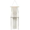 Etagère Bohème Macramé ivoire avec planche bois 40cm x 1m