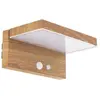 XANLITE Applique solaire murale LED IP44, aluminium effet bois, détecteur 