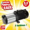 Ribimex Pompe à eau multicellulaire auto-amorçante triphasée 1450 W - 5,5 bars